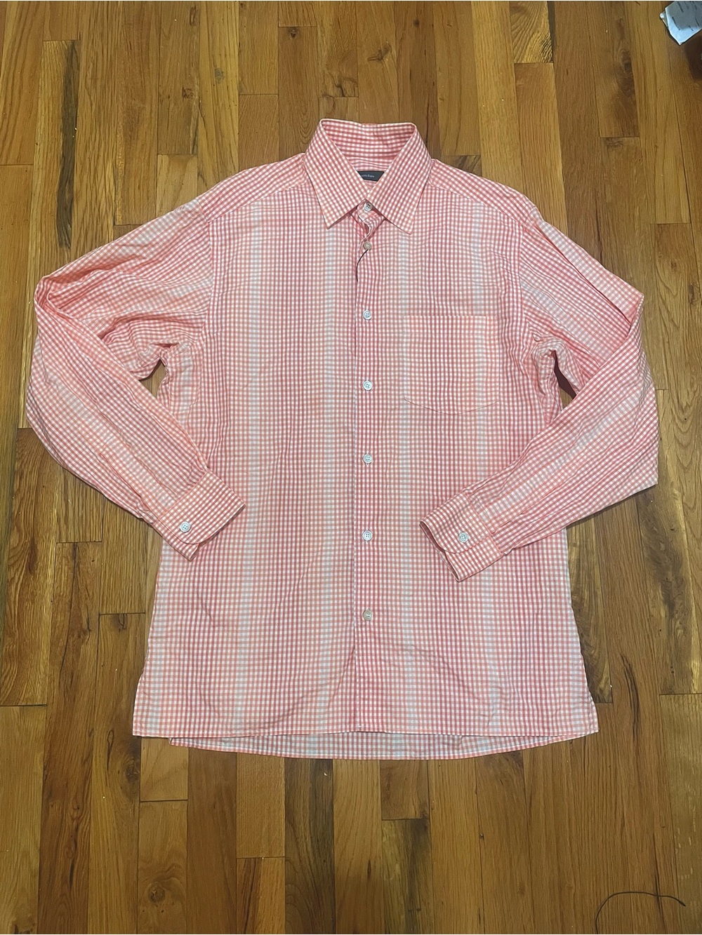 $990 Ermenegildo Zegna Stripes Check Dress Shirt Size L